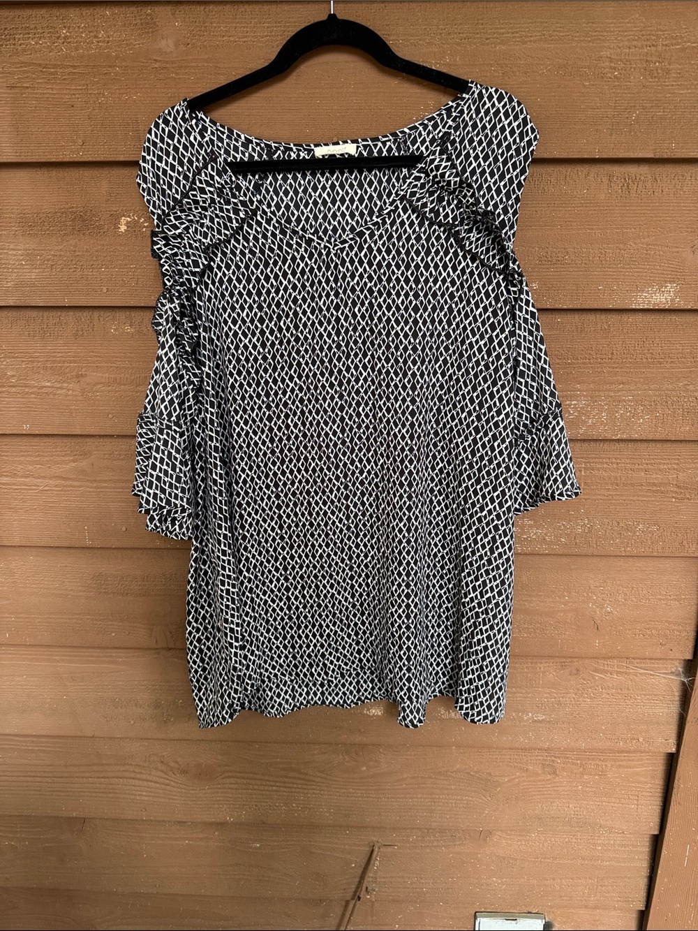 ODDY Black & White Lattice Print Top size 3X
